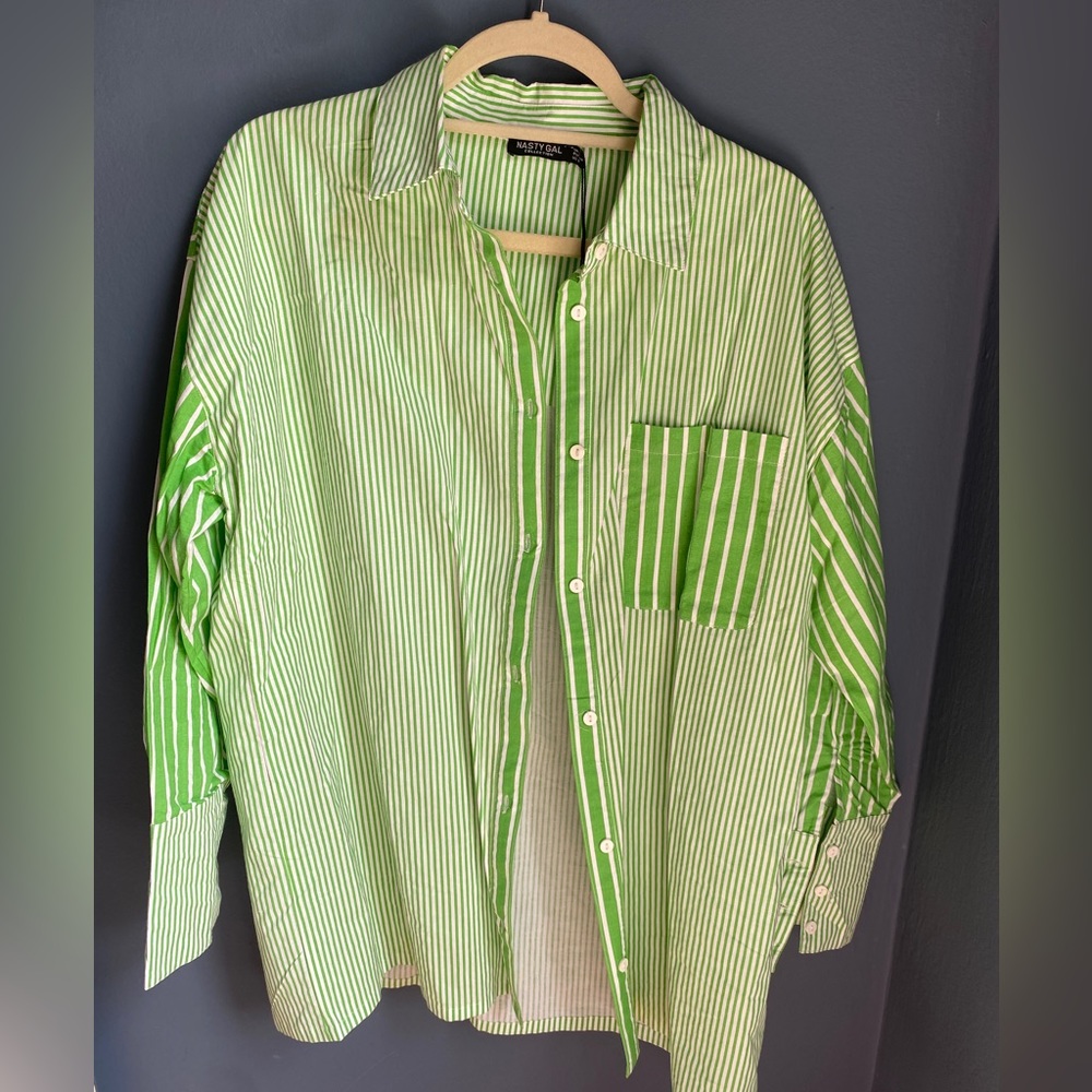 Nasty Gal Green Button Down